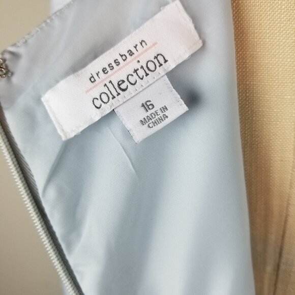 Beautiful Powder Blue Sheath Dress & Floral Jacket & Rhinestone Belt * Size 16 - Picture 12 of 12